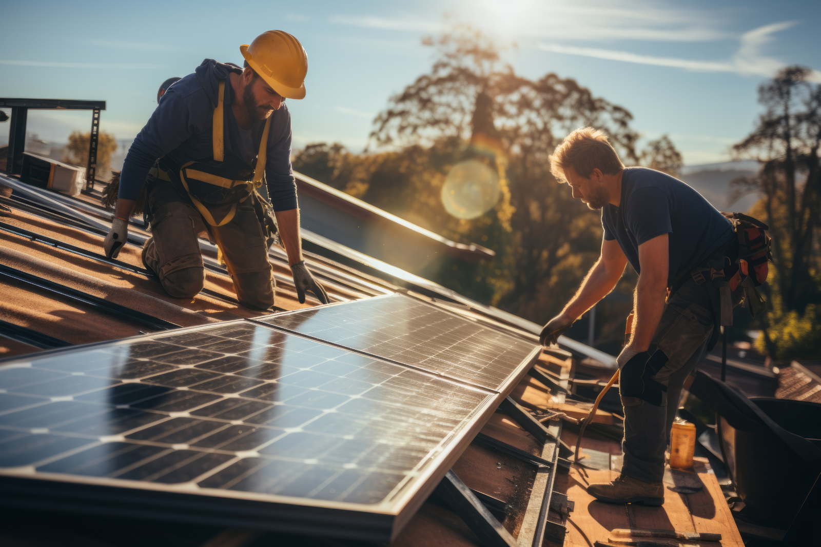 Instalación de paneles solares en una cubierta