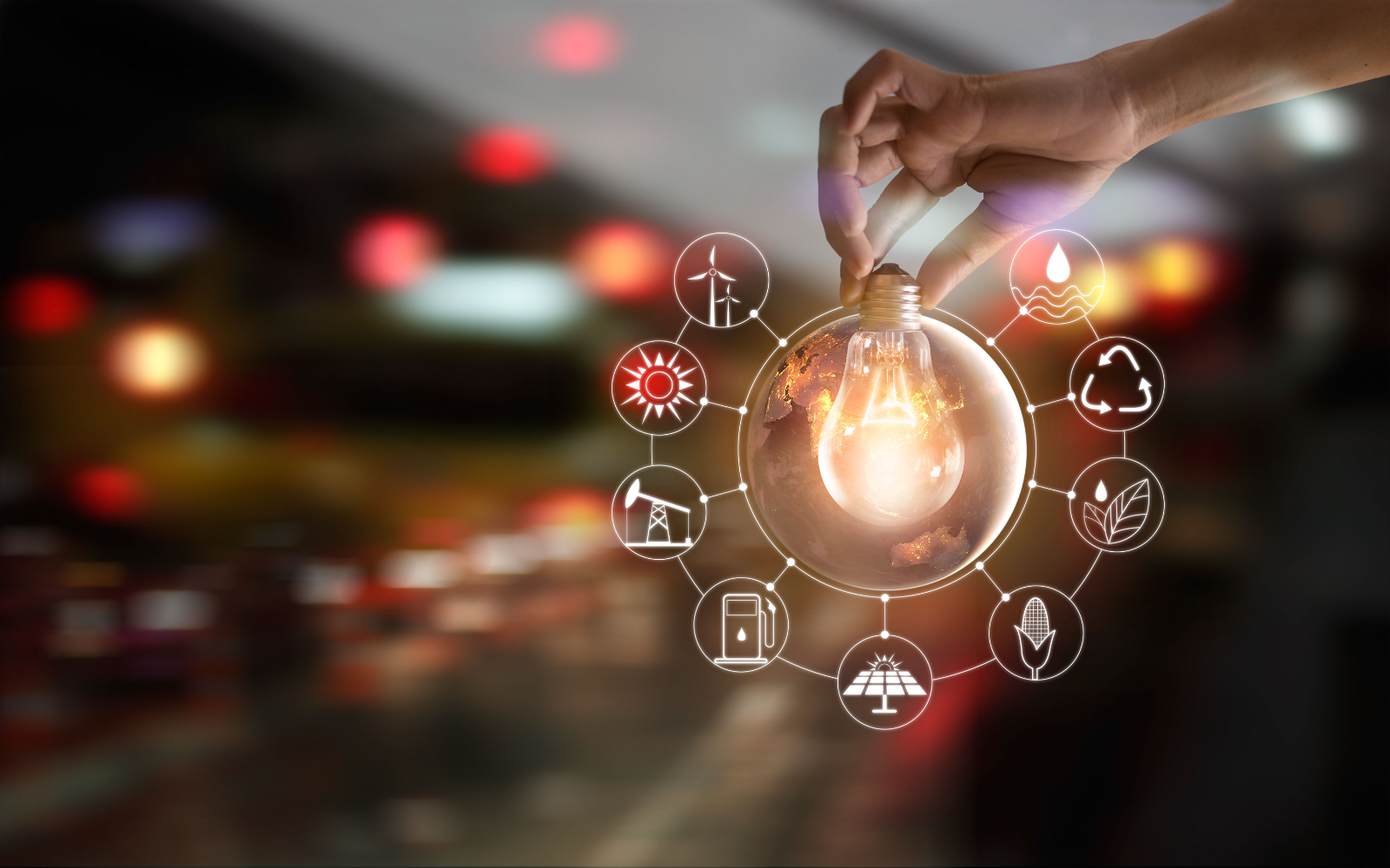 Concepto de energía sostenible y consumo global